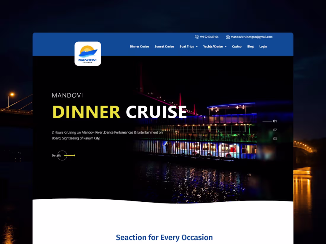 Cover image for Web Design & WordPress Development for Cruise Company • Mandovi