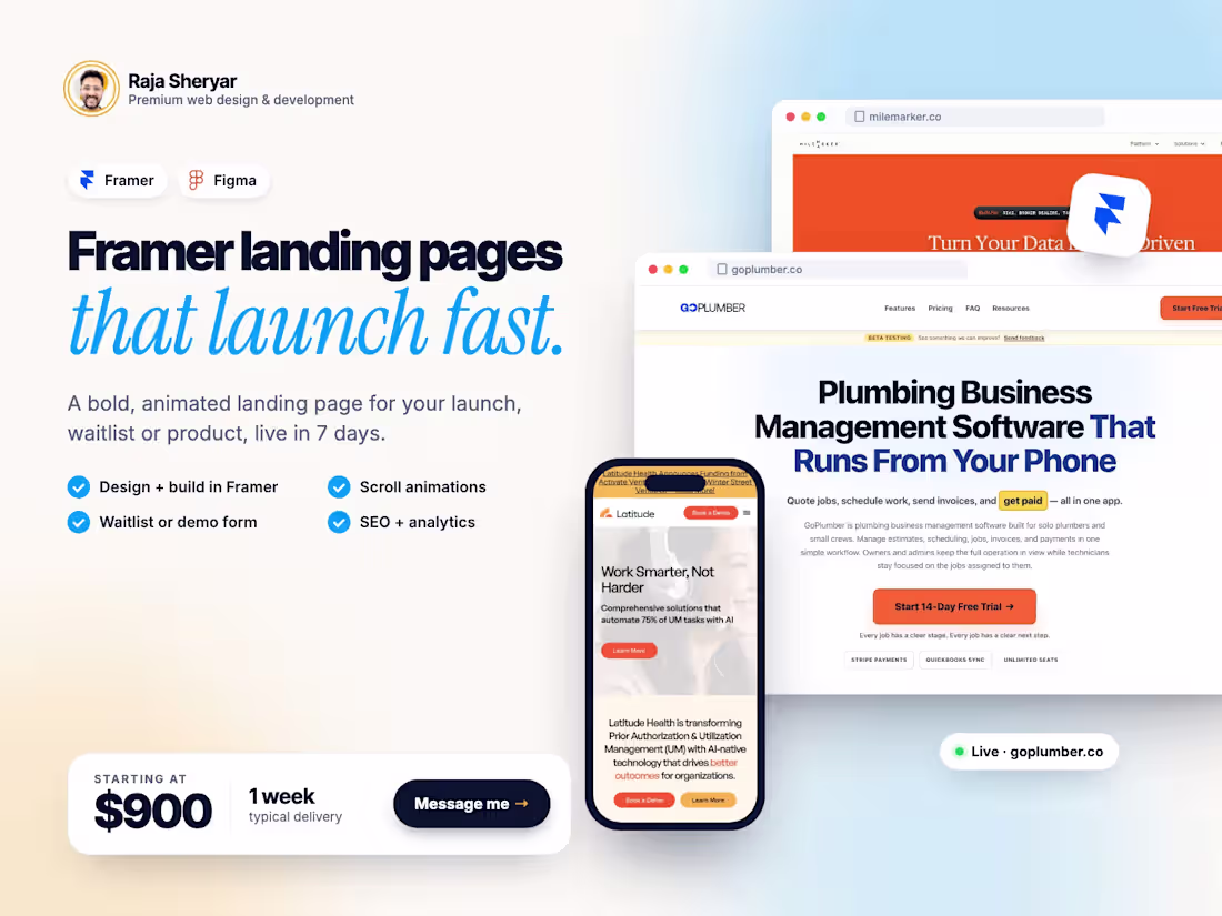 Cover image for Framer Landing Page for SaaS & AI Startups