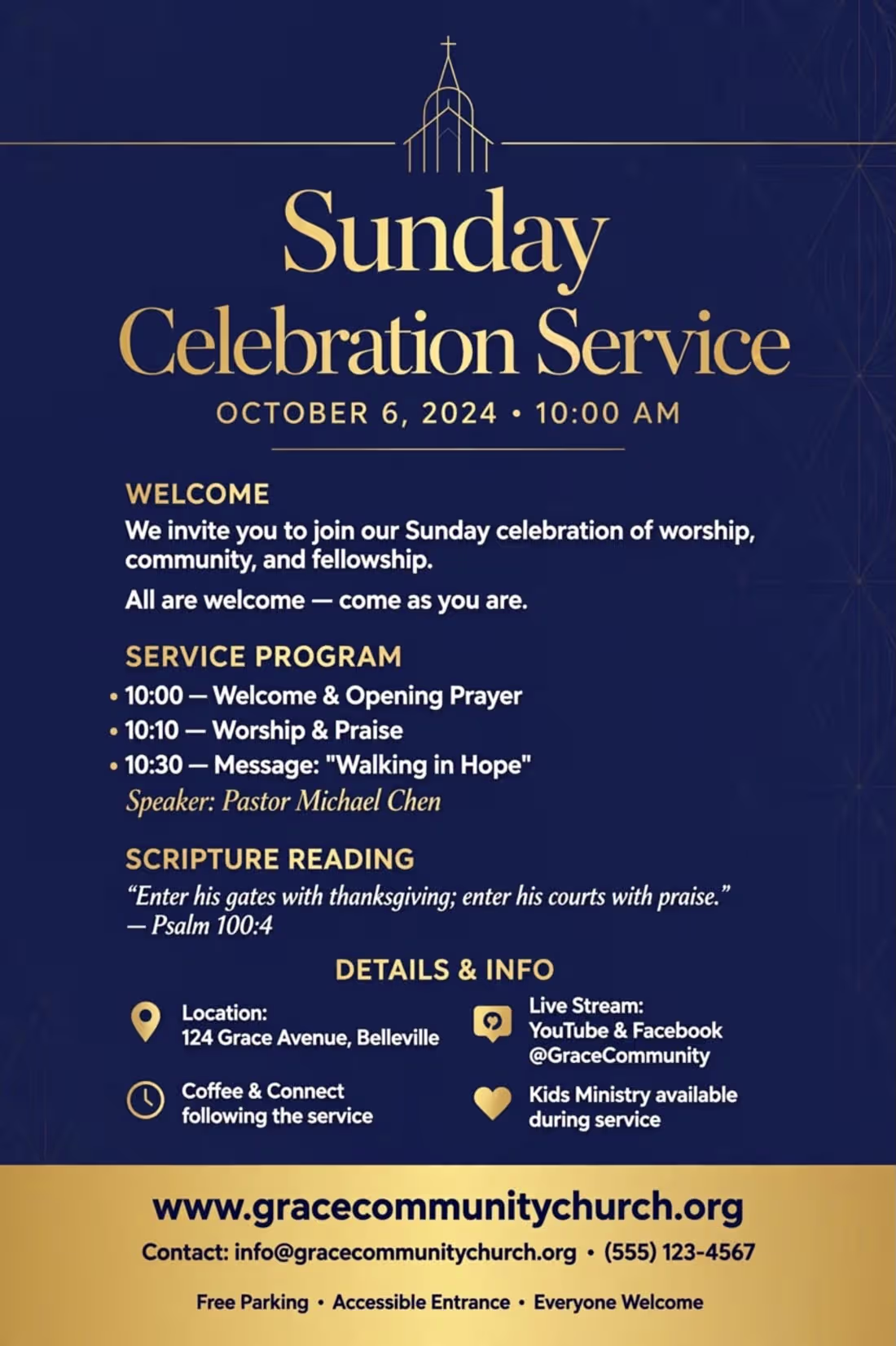 Cover image for Sunday Celebration Service flyer -