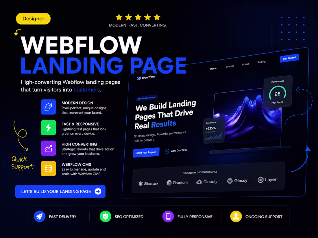 Cover image for High-Converting Webflow Landing Page Design & Development