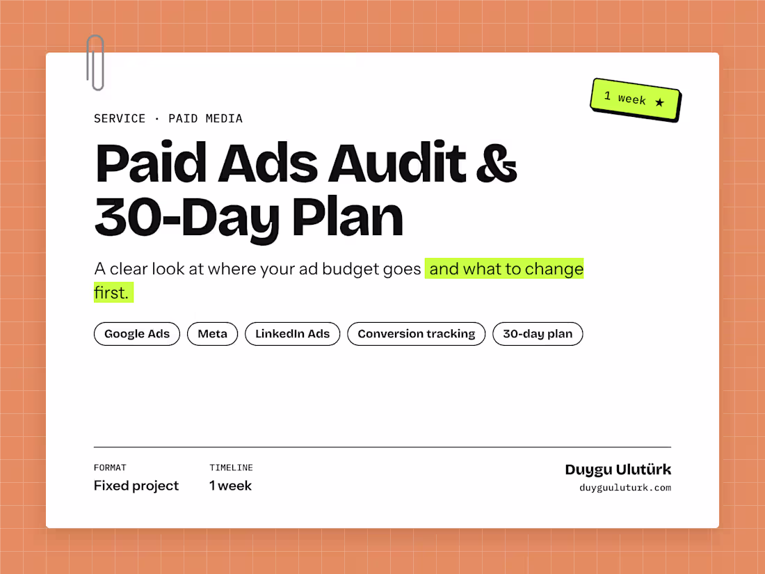 Cover image for Paid Ads Audit & 30-Day Action Plan