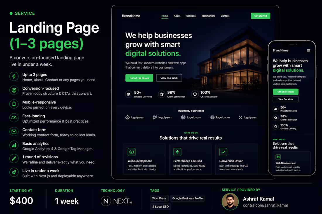 Cover image for Landing Page (1-3 pages)