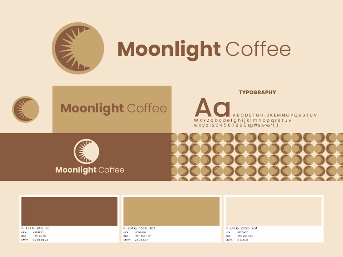 Cover image for Moonlight Coffee – Logo & Brand Identity Design A warm, eart...