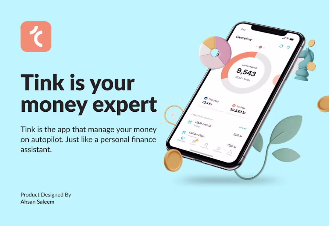 Cover image for Tink- finance App UI/UX Design