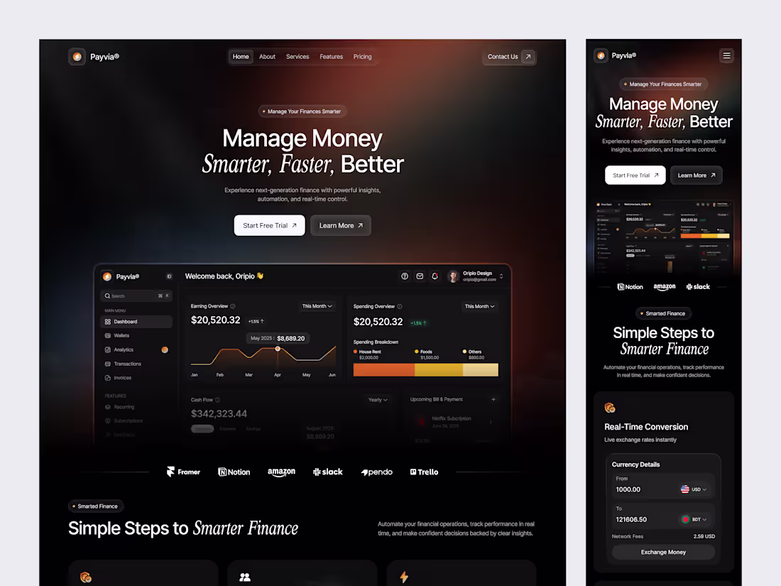 Cover image for Payvia - Finance SaaS Landing