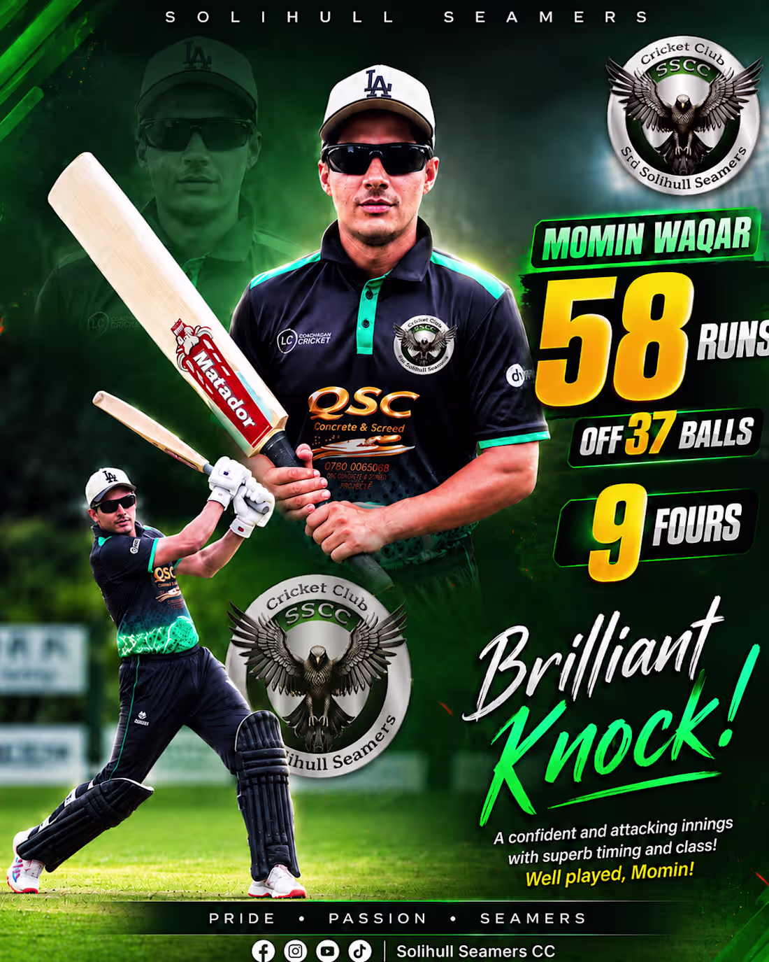 Cover image for Professional cricket performance graphic created