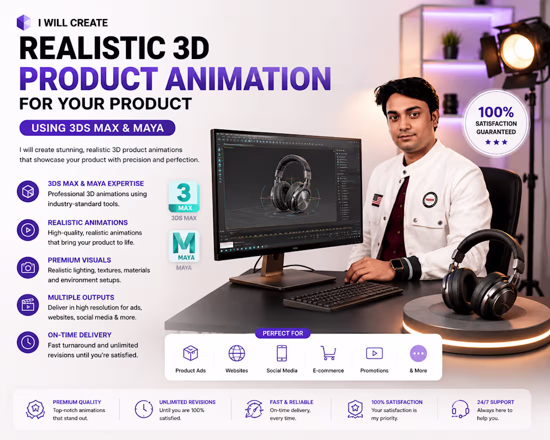 Cover image for I will create a realistic 3d product animation for your product