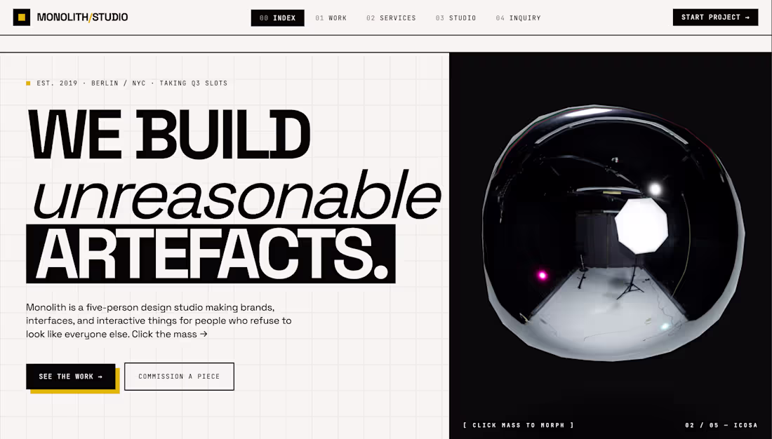 Cover image for Monolith Studio — Premium Creative Agency Website Experience