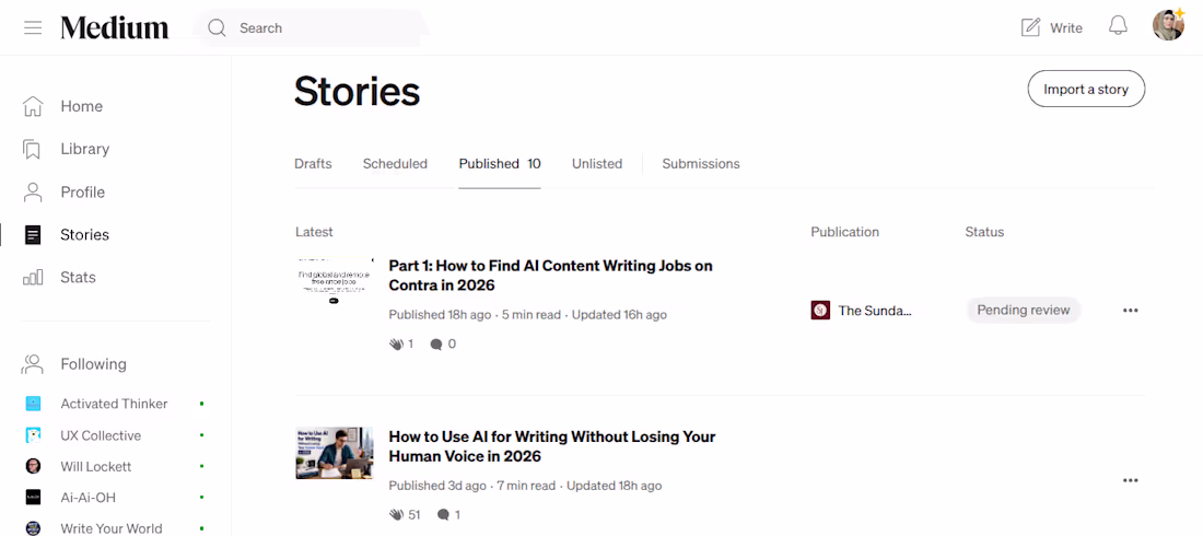 Cover image for Posting AI content writing on Medium