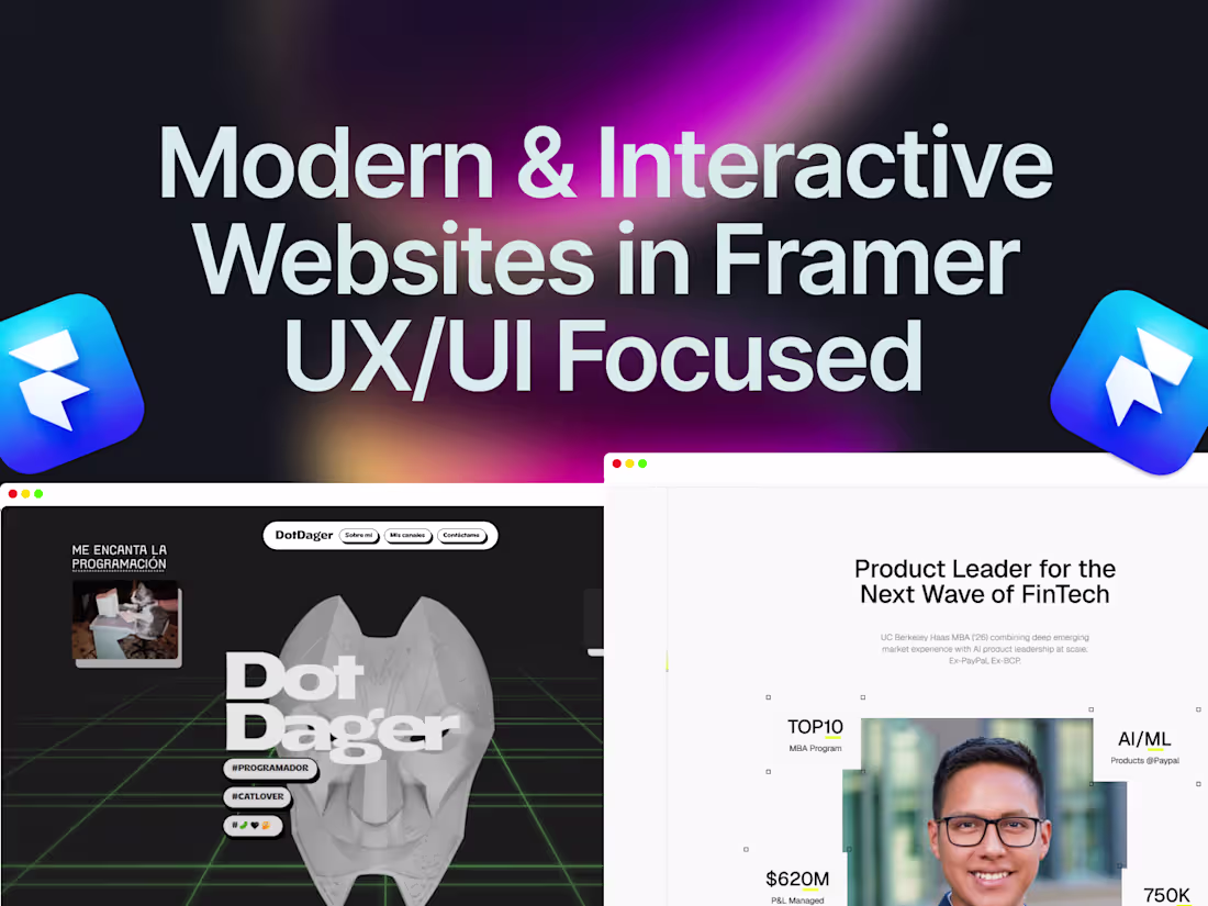 Cover image for Modern & Interactive Websites in Framer – UX/UI Focused