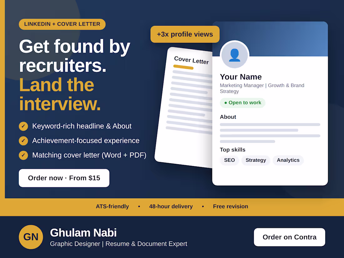 Cover image for I will optimize your LinkedIn and write a winning cover letter