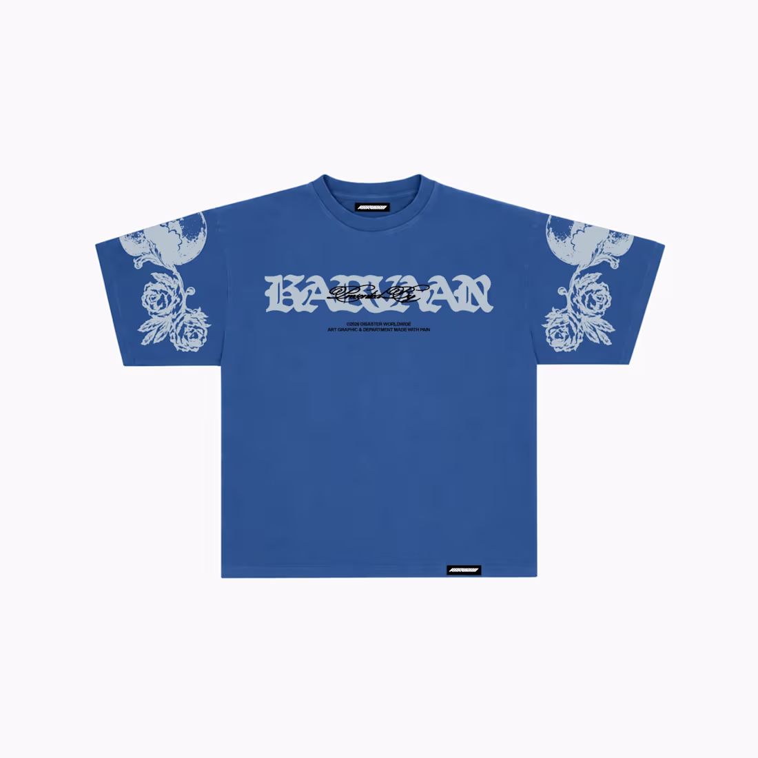 Cover image for Karvaan — graphic T-shirt designs in cream and blue, shown f...