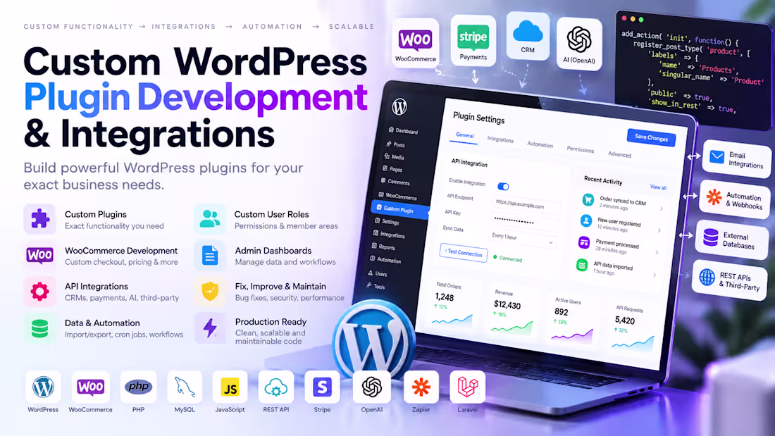 Cover image for Custom WordPress Plugin Development & Integrations
