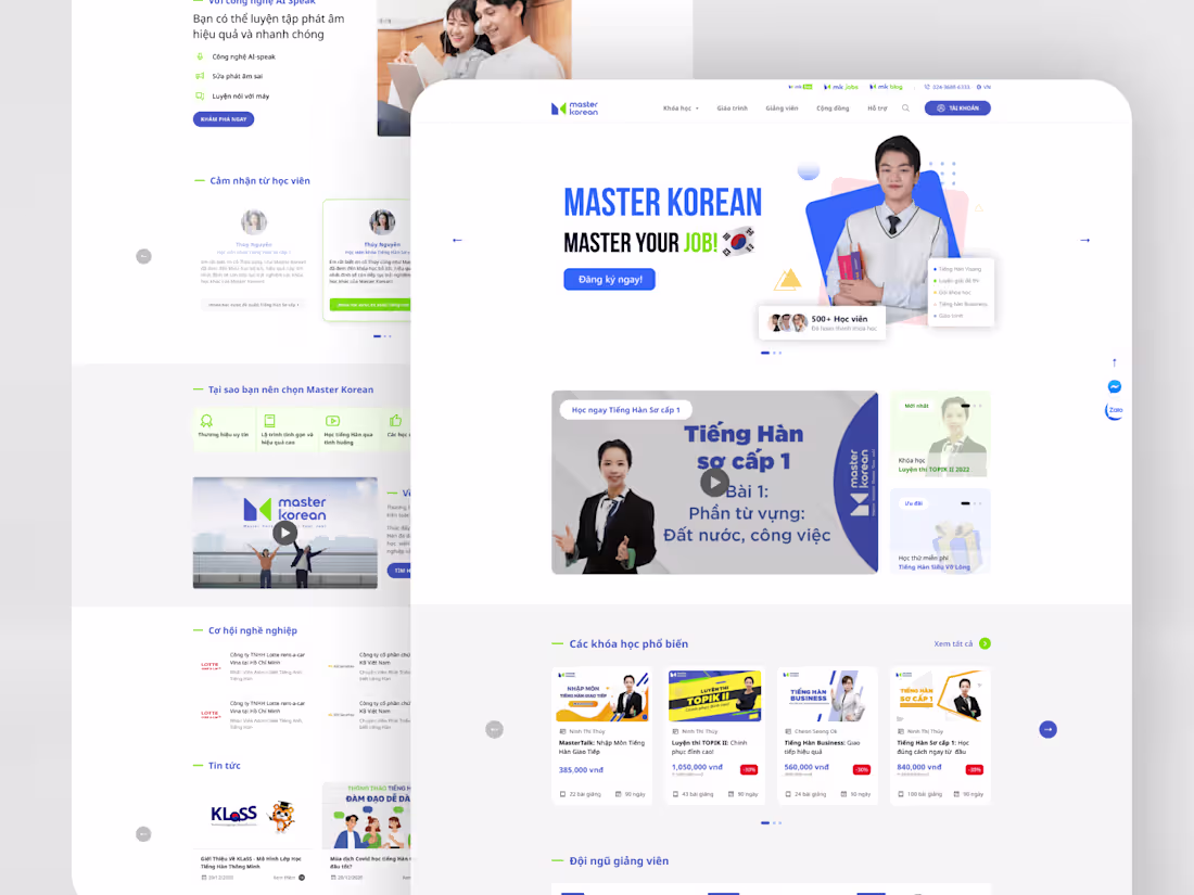 Cover image for Website Redesign | masterkorean.vn - Elearning Website 2021
