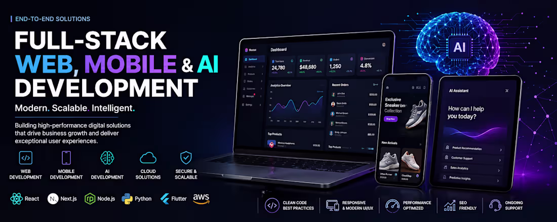 Cover image for Custom Full-Stack Web, Mobile & AI Solutions