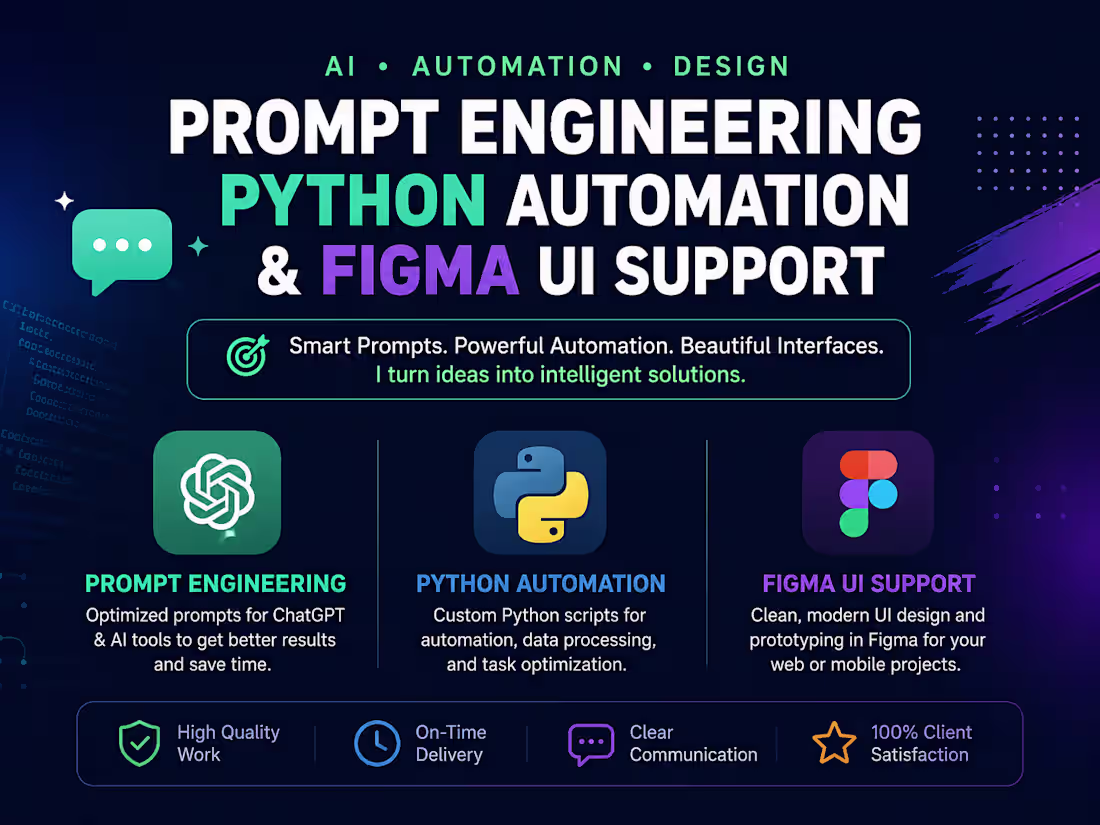 Cover image for Prompt Engineering, Python Automation & Figma UI Support