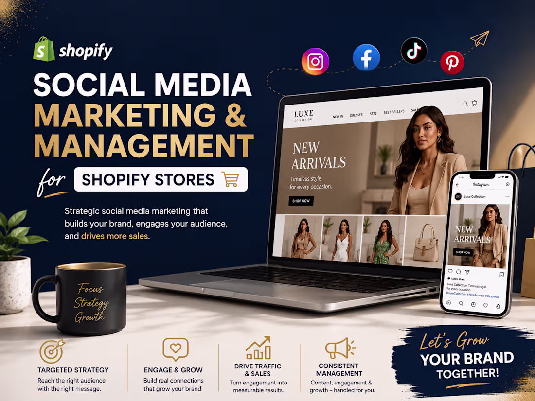 Cover image for Social Media Marketing & Management for Shopify Stores & Brands
