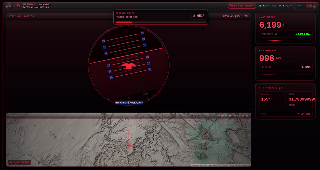 Cover image for Meridian is a cockpit-style dashboard that simulates vehicle...