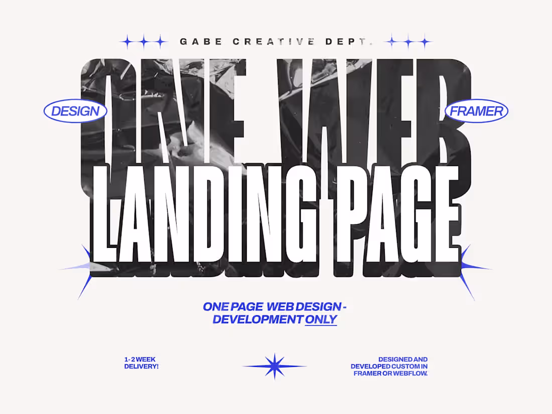 Cover image for One Web/Landing Page: Development ONLY