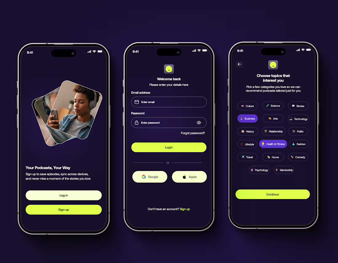 Cover image for Podcast App UX/UI Design