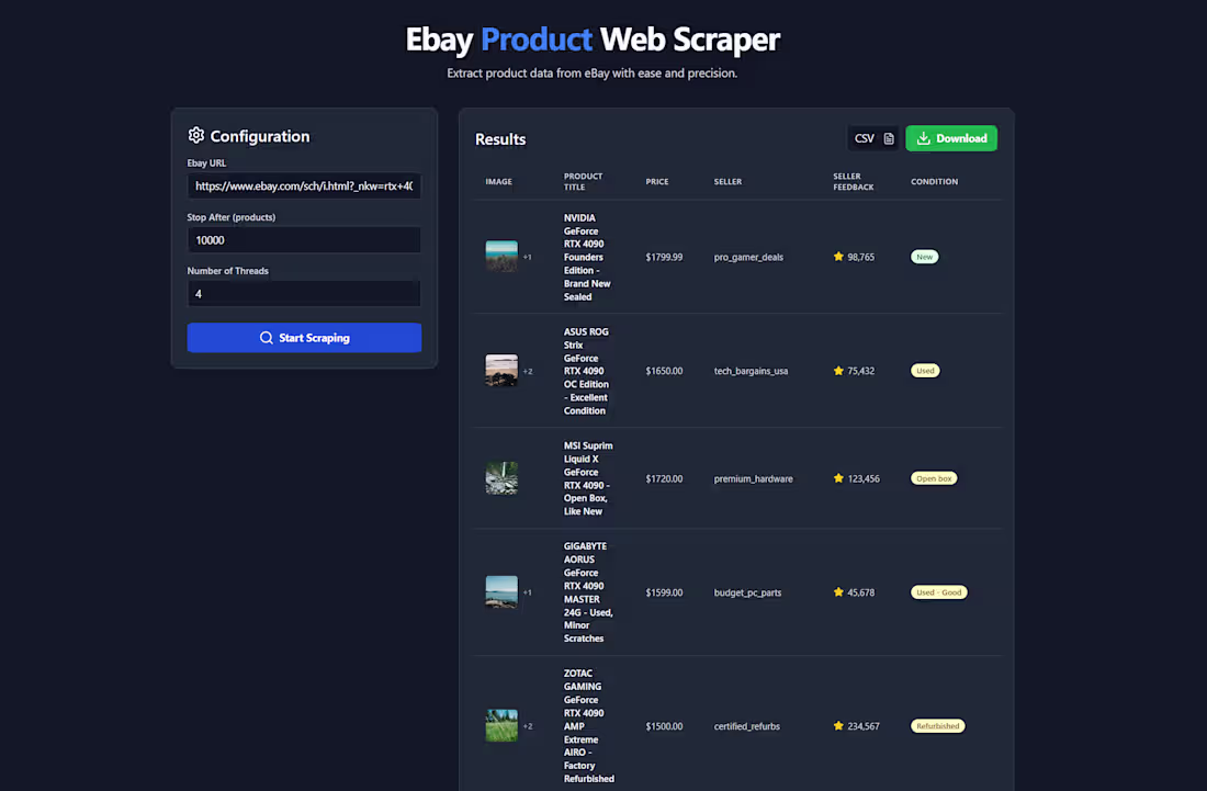 Cover image for Built an eBay Product Scraping Web App from scratch using Py...
