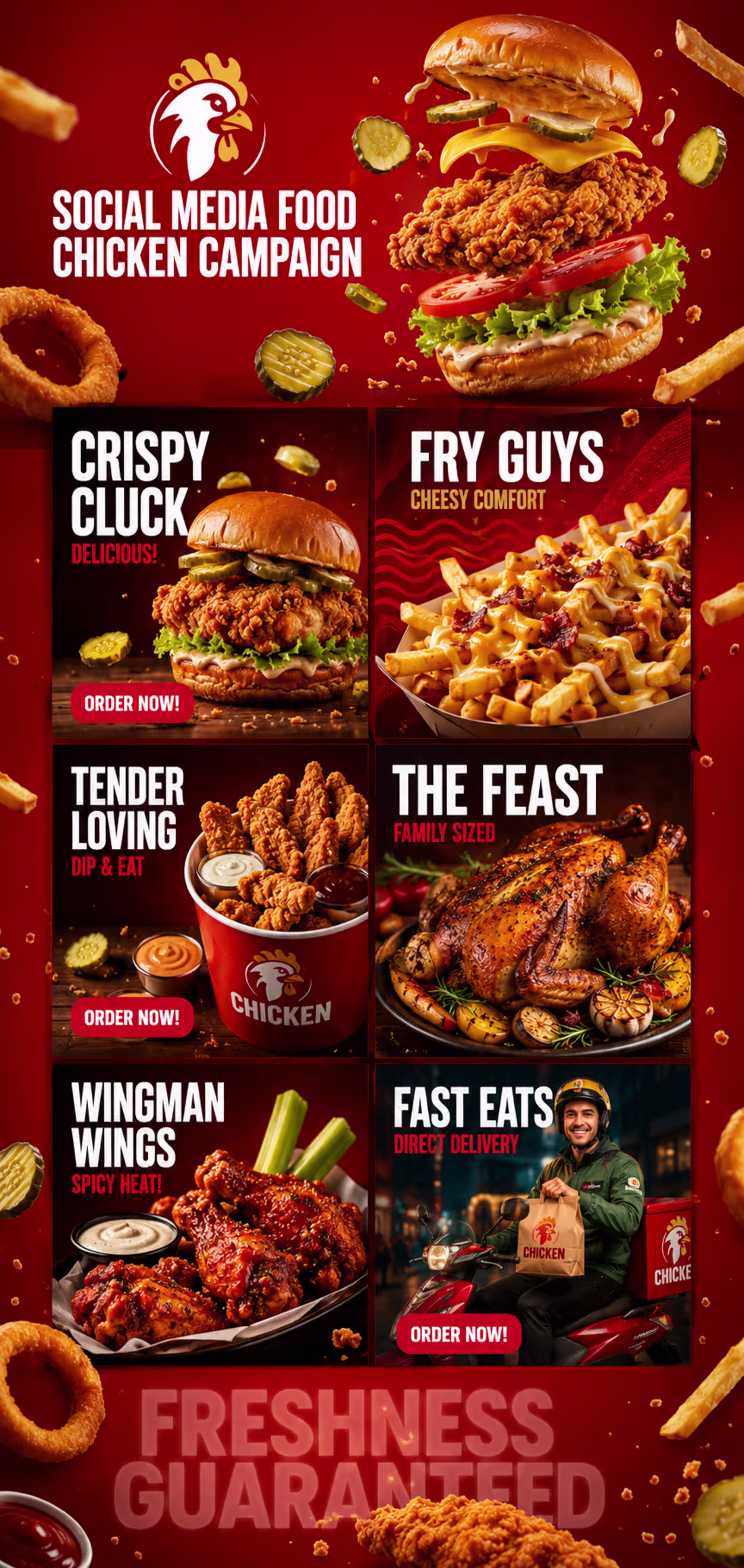 Cover image for Brand Identity, graphics design for a chicken Restaurant