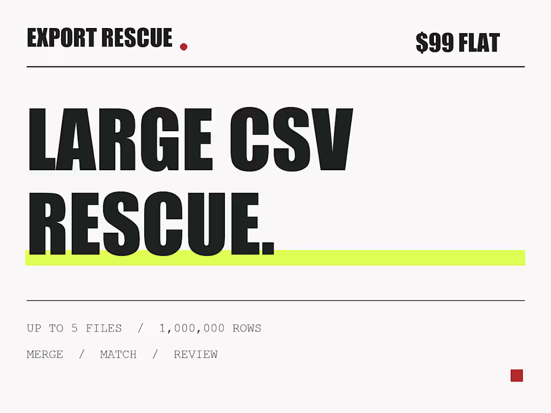 Cover image for Large CSV rescue: merge and reconcile up to 1M rows