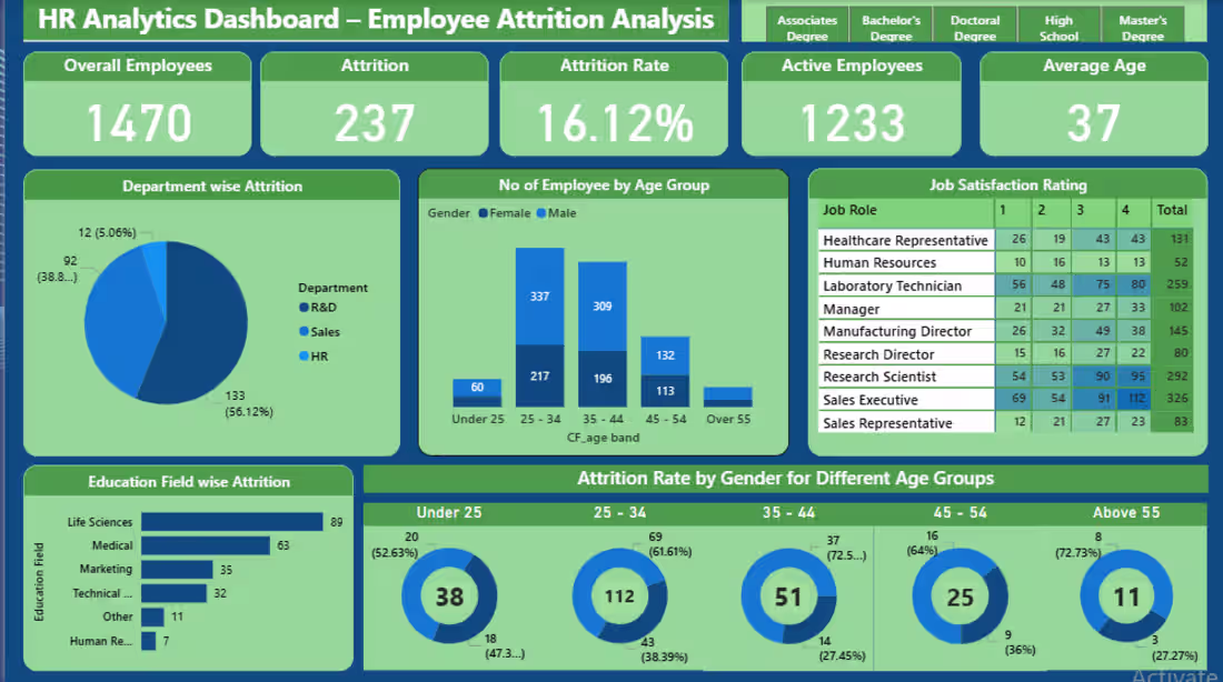 Cover image for Analyzed 1,470 employee records across