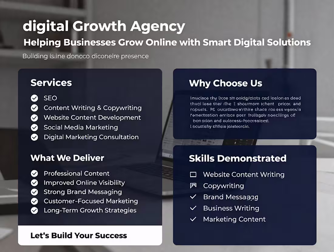 Cover image for Website homepage content sample showcasing