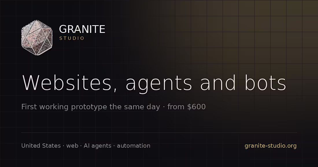 Cover image for GraniteStudio websites, AI agents and