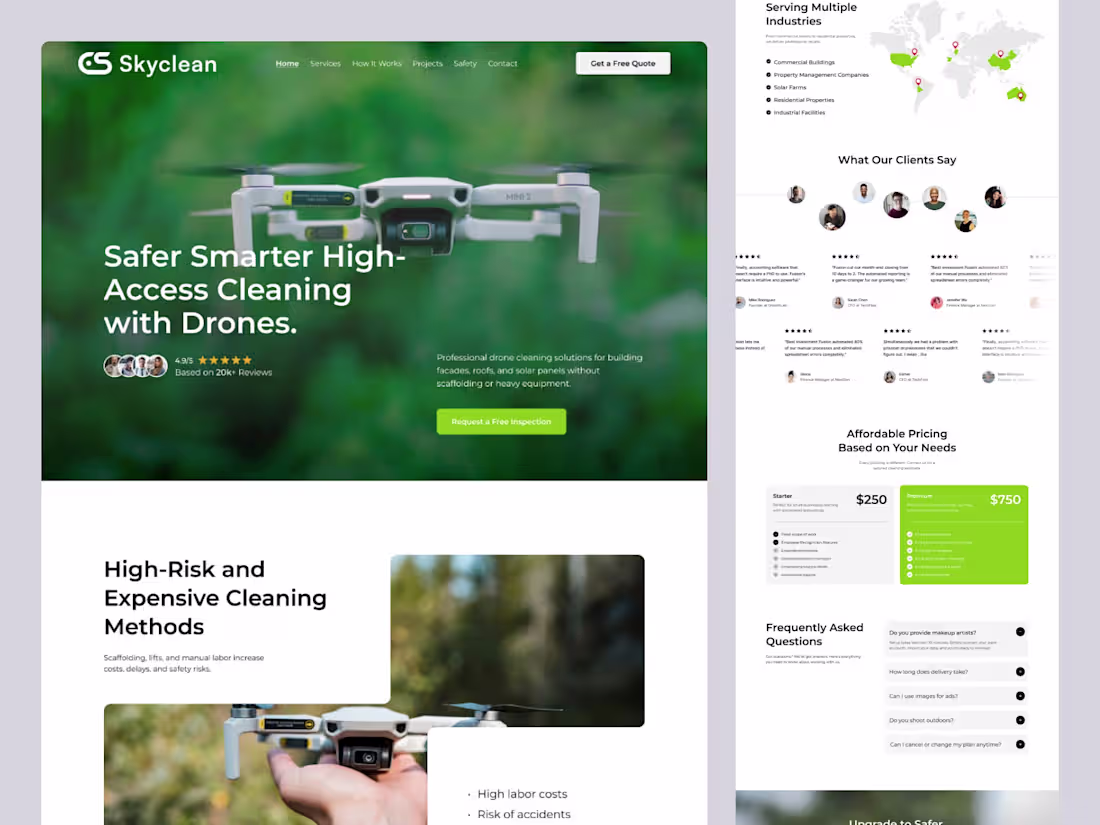 Cover image for Drone Cleaning Services Landing Page
