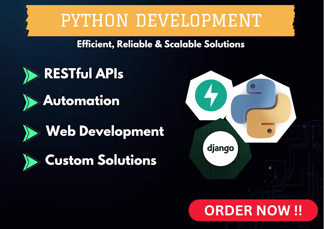 Cover image for I will develop Python APIs, automation tools and AI solutions