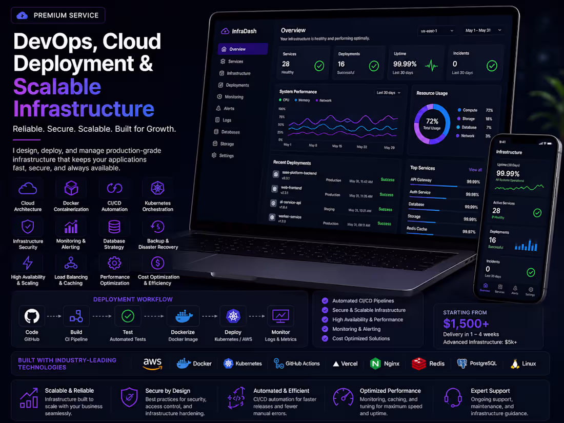 Cover image for DevOps, Cloud Deployment & Scalable Infrastructure