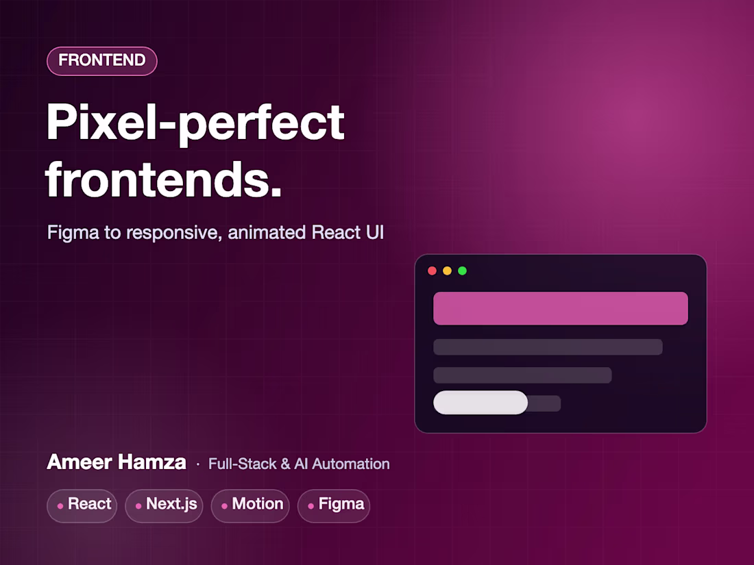 Cover image for Pixel-Perfect Frontend Development (React & Next.js)