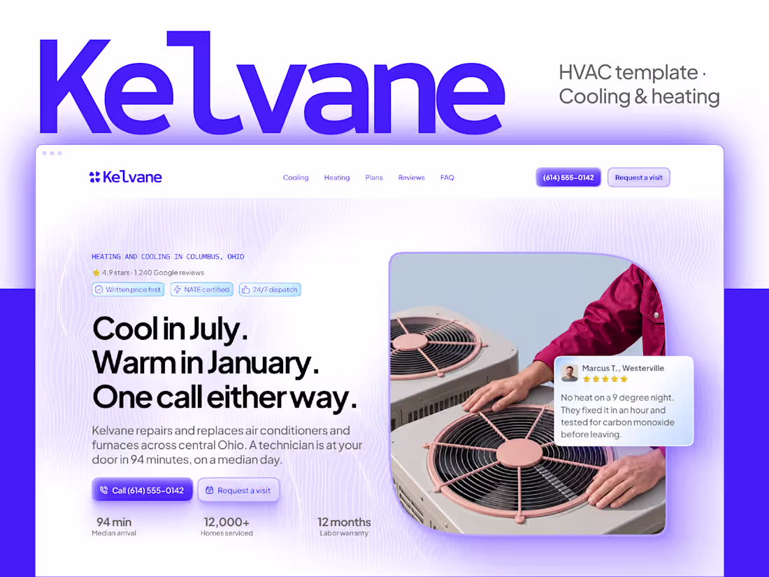 Cover image for Seasonal HVAC Website Design for Kelvane