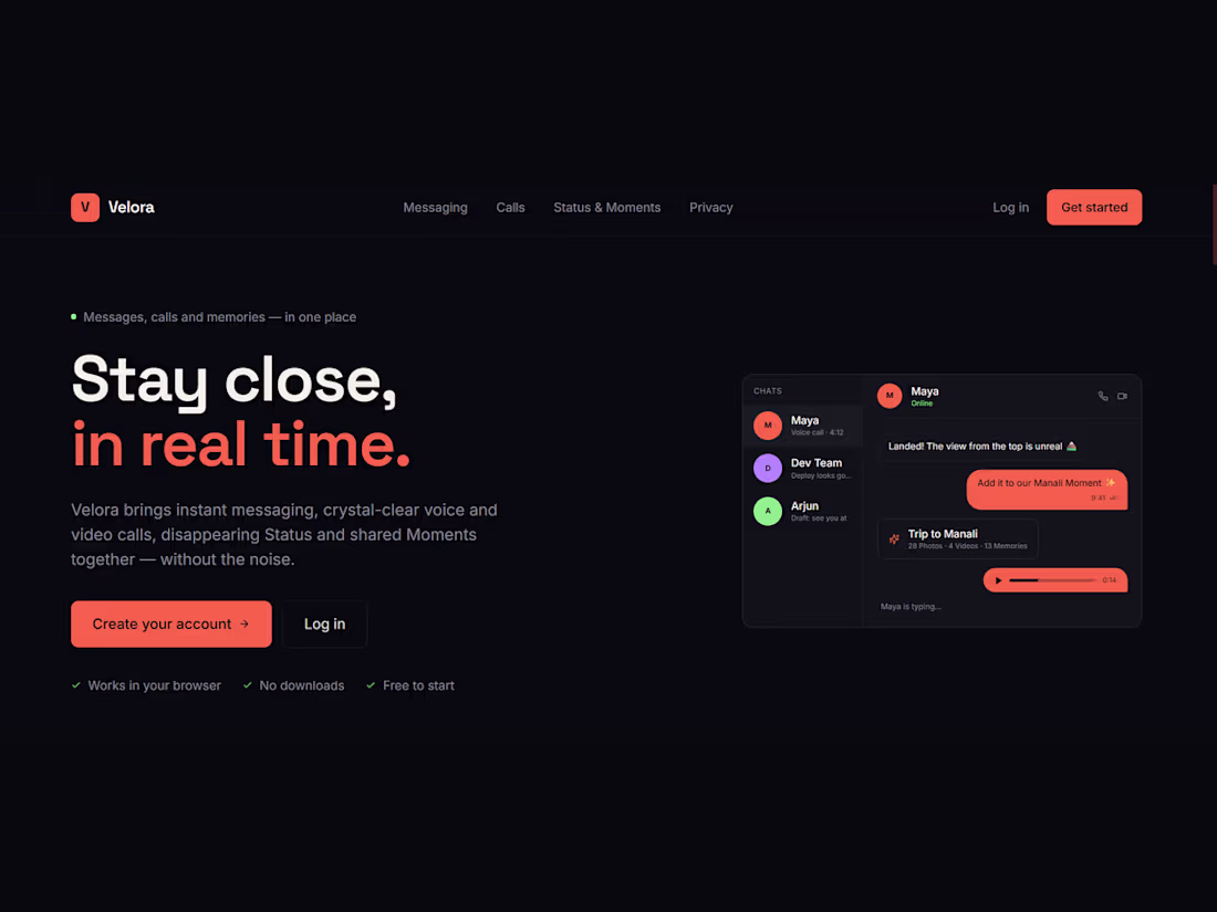 Cover image for Velora — Real-Time Chat Application
