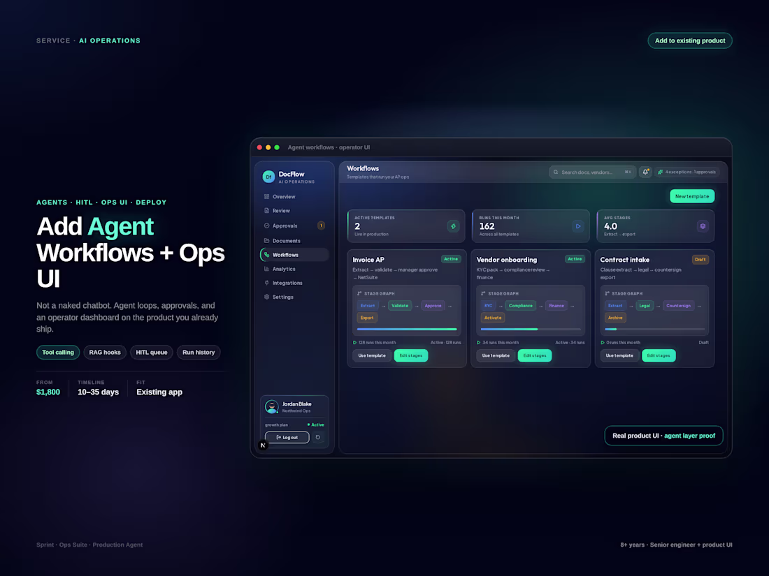 Cover image for Add AI agent workflows + ops dashboards to your product