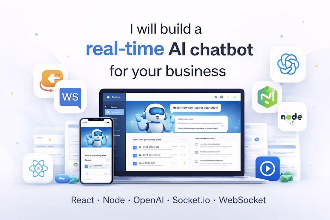 Cover image for I will build a real-time AI chatbot for your business