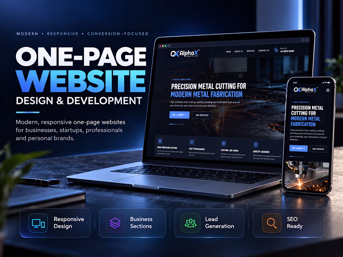 Cover image for Modern One-Page Website Design & Development