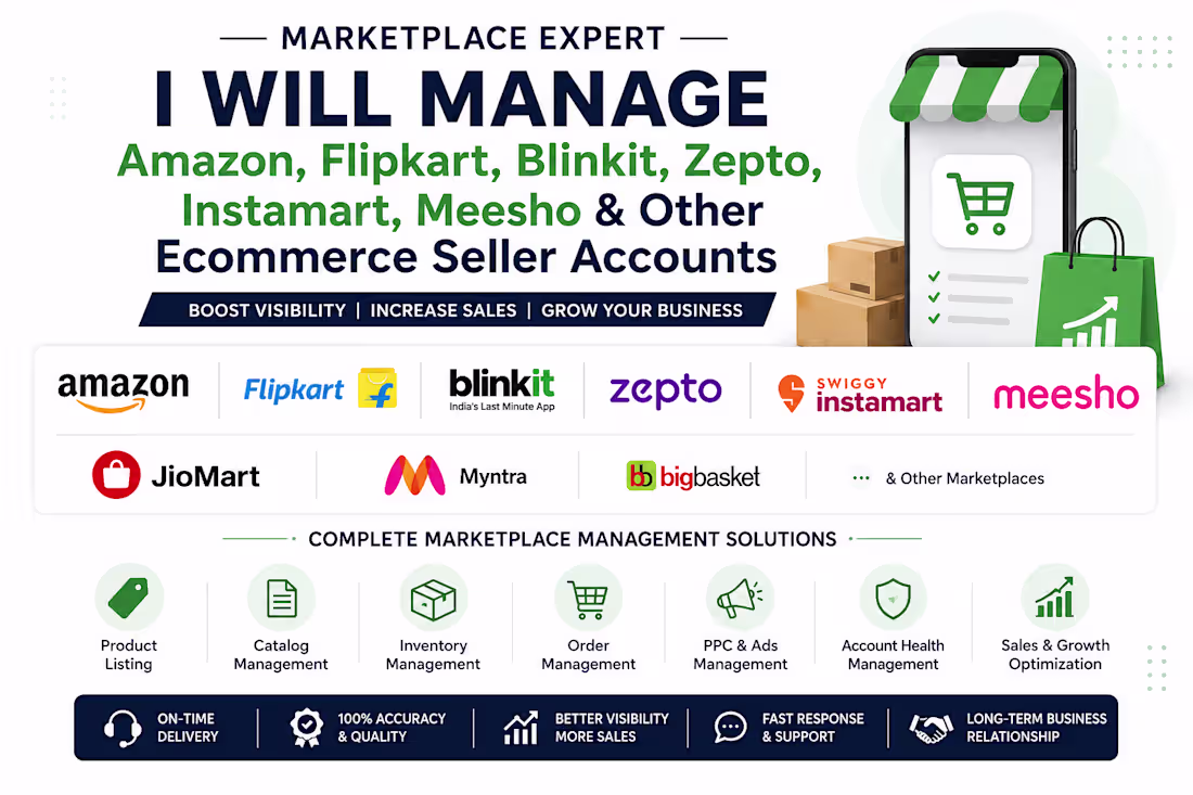 Cover image for I'll manage amazon, flipkart or ecommerce seller account