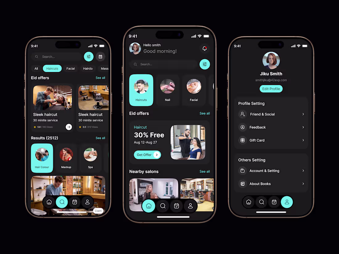 Cover image for Barber and Beauty Salon Mobile App UI/UX Design