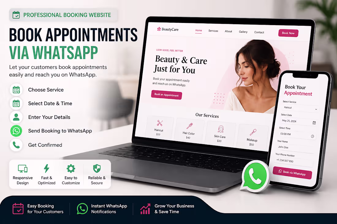 Cover image for I Will Build a Booking Website with WhatsApp Appointments
