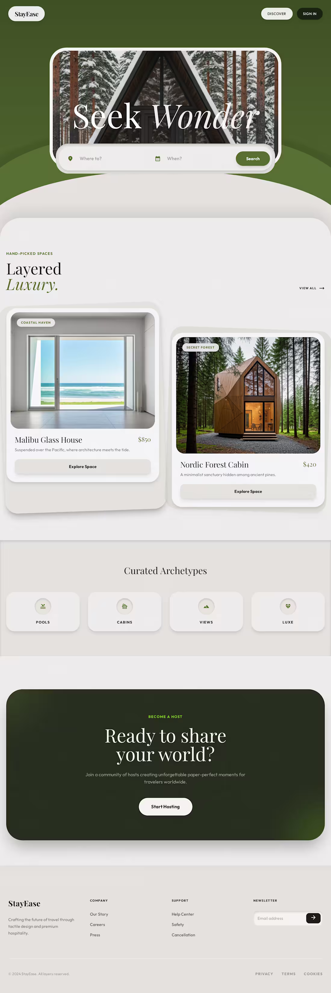 Cover image for StayEase UI Redesign – Papercut Concept A premium StayEase w...