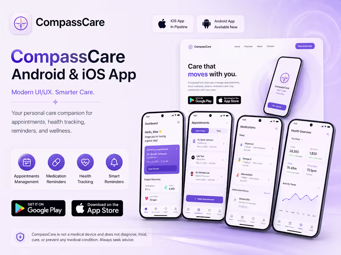 Cover image for CompassCare — Android & iOS Healthcare Companion App