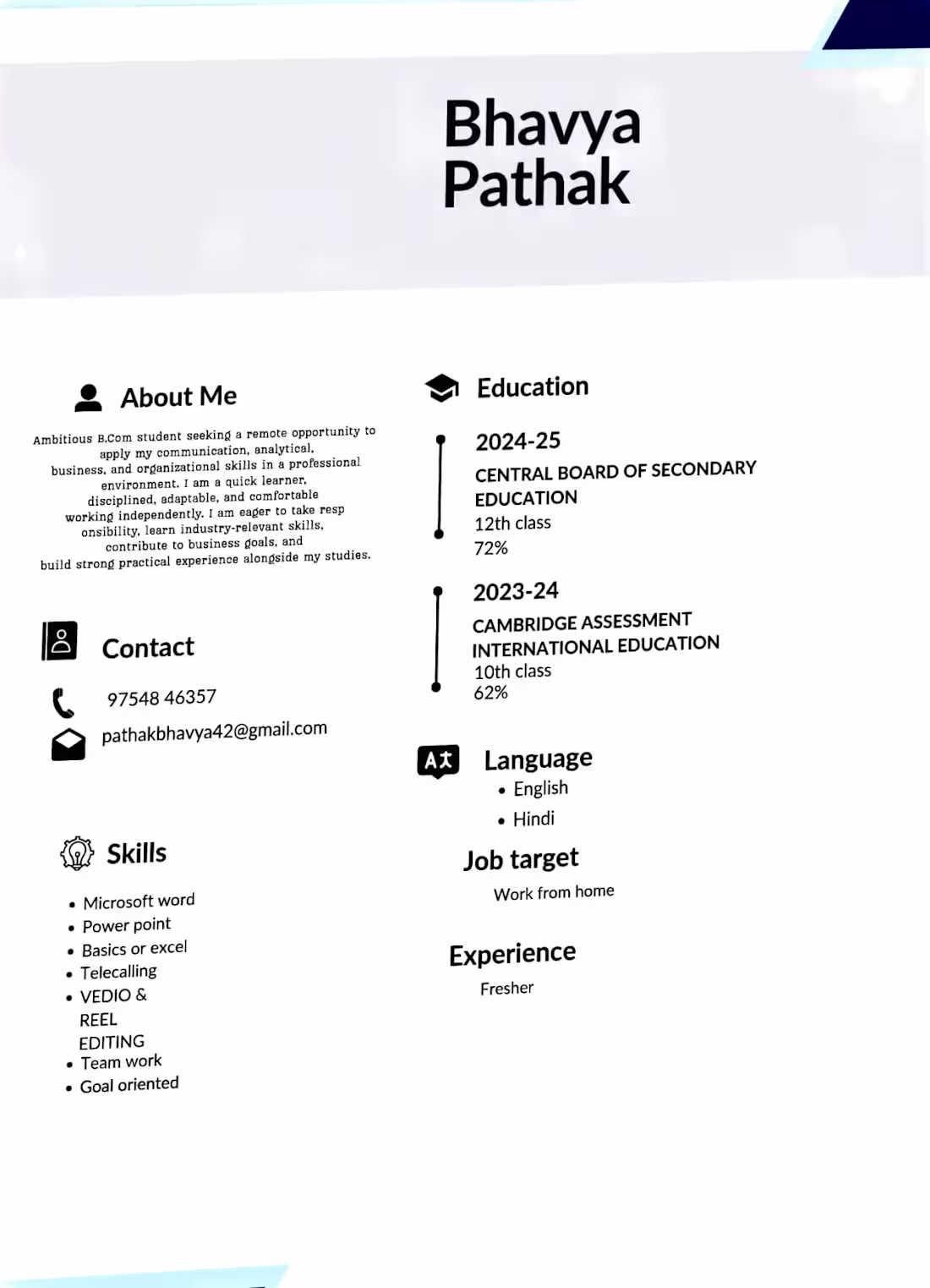 Cover image for Ambitious B.Com (http://B.Com) student seeking