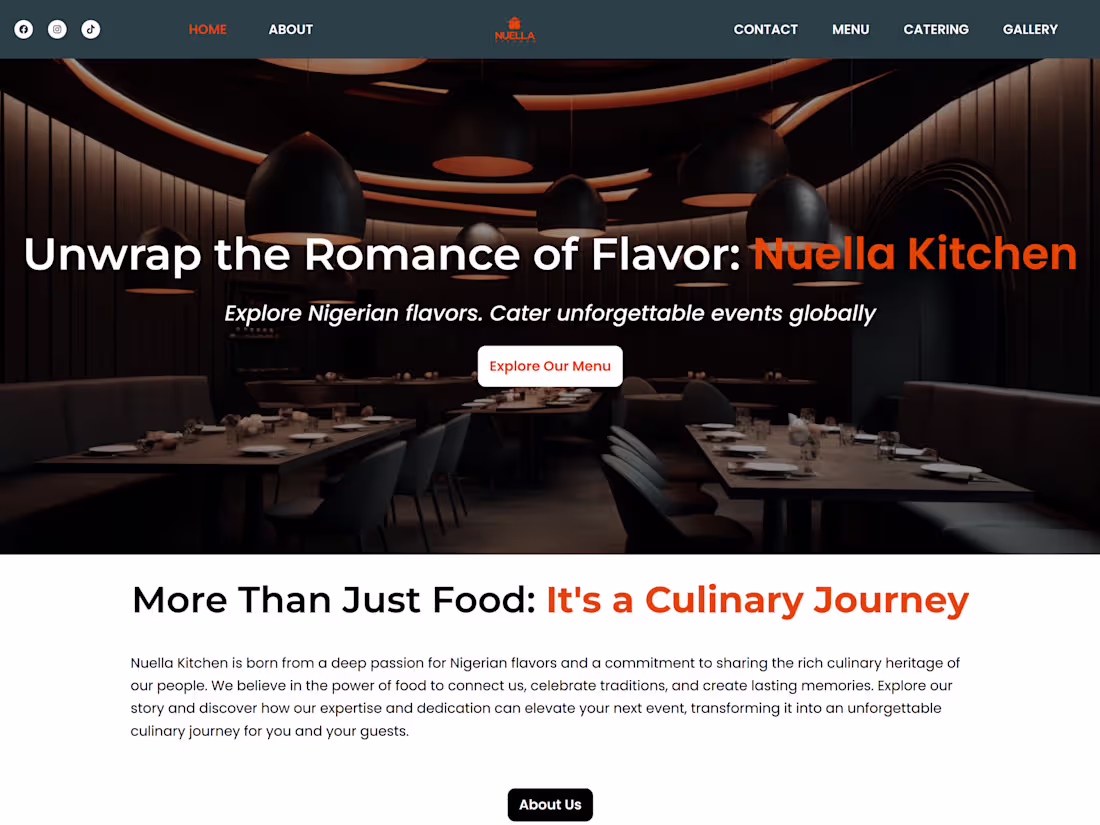 Cover image for Nuella Kitchen – WordPress Website Build + Online Menu