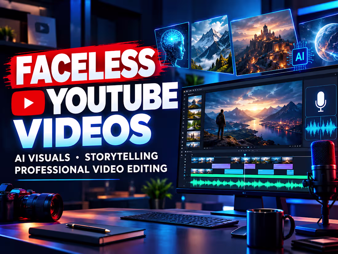Cover image for I'll create faceless YouTube videos with AI visuals and editing