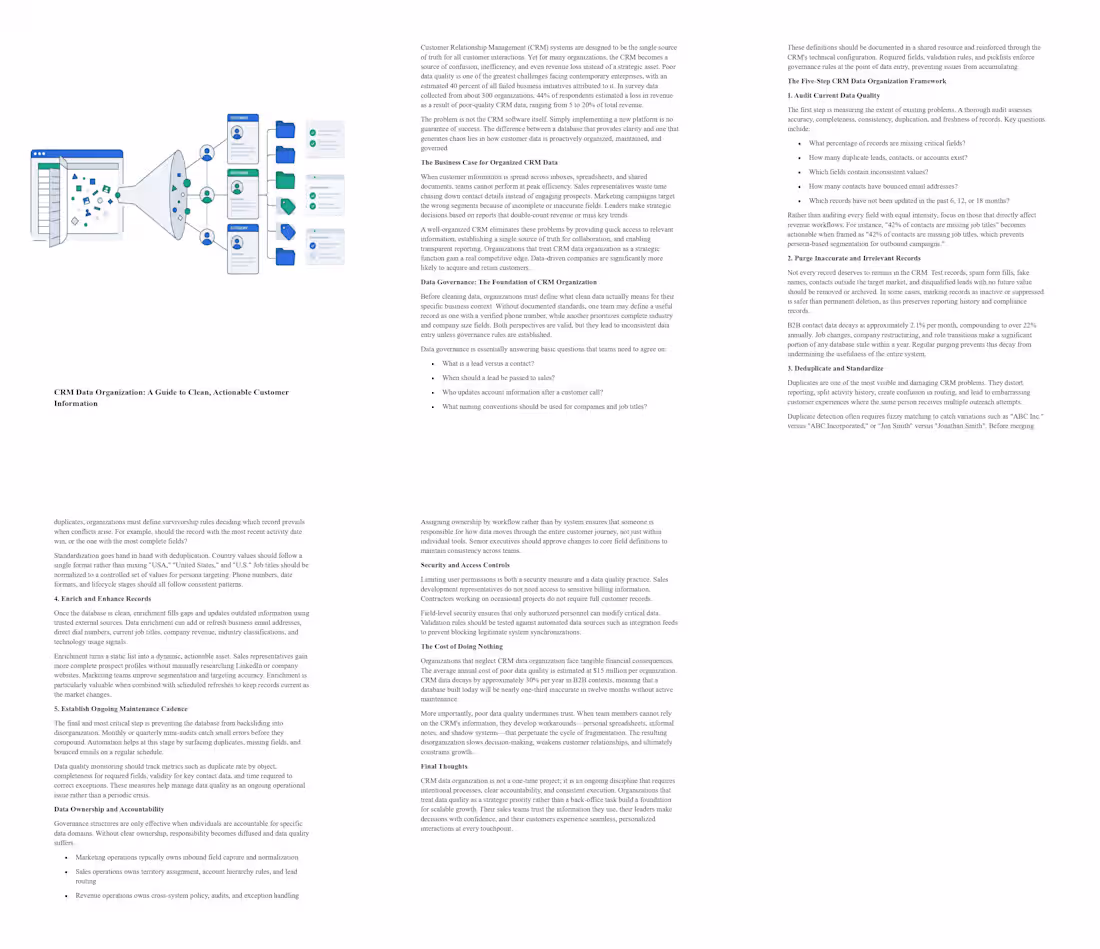 Cover image for CRM Data Organization A Guide