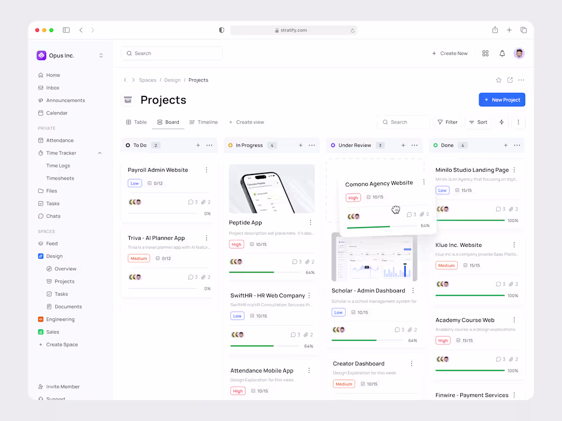 Cover image for Stratify - Project Management Dashboard