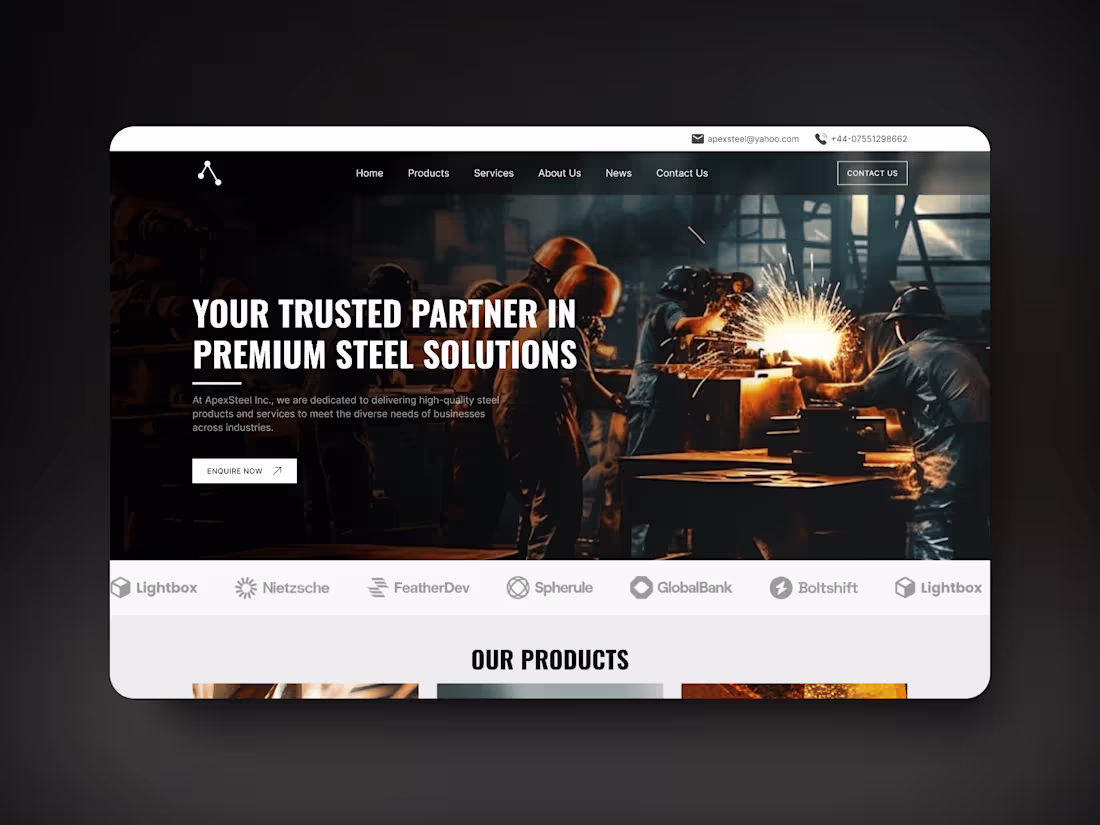 Cover image for ApexSteel Inc. Website Design